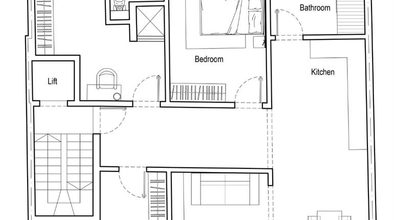 Fgura - Squarish 3 Bedroom Apartment - Shell On Plan
