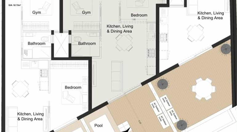 Paola - On Plan 1 Bedroom Apartment + Terrace 