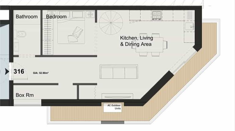 Paola - On Plan Shell Form 1 Bedroom Apartment